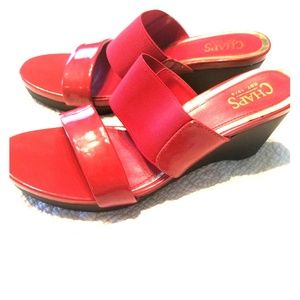 Red wedge sandles size 10